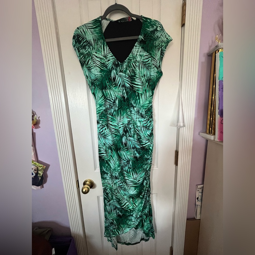 Palm Tree fitted long dress